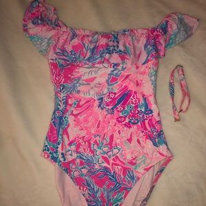 Lilly Pulitzer off the shoulder one piece swim